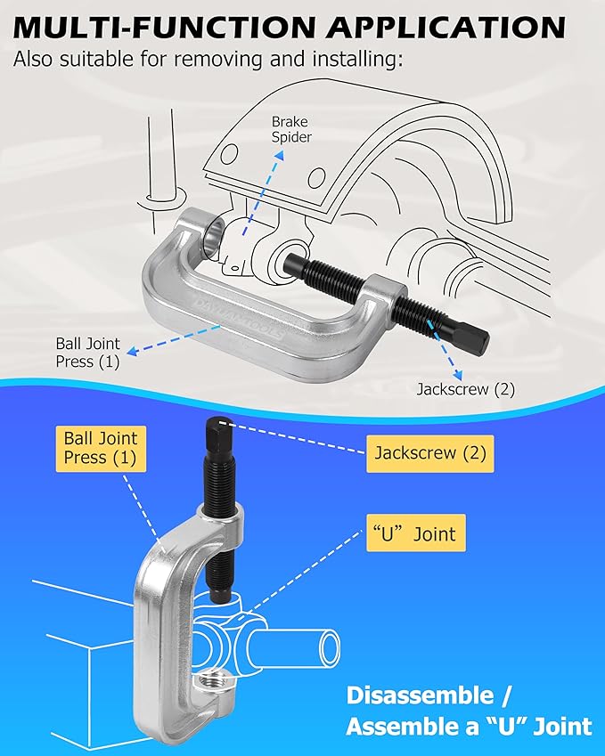DAYUAN Ball Joint Press & U Joint Removal Tool Kit with 4x4 Adapters for Most 2WD and 4WD Cars and Light Trucks with Blue Storage Case Blue
