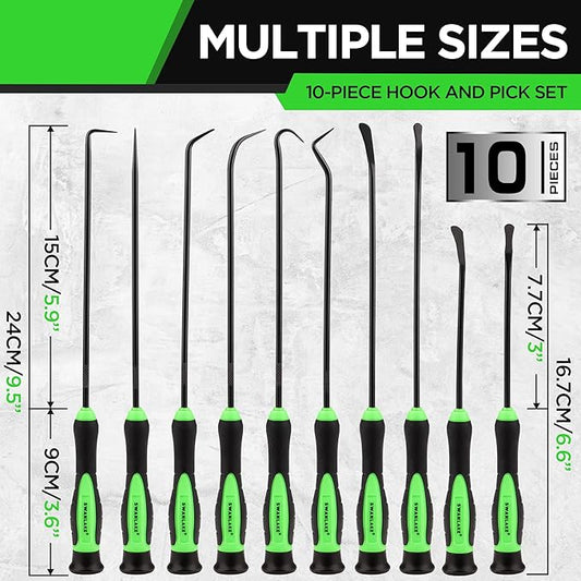 SWANLAKE 10-Piece Hook and Pick Set, Automotive Pick Tool Set for Car Auto Oil Seal/O-Ring Seal, Gasket Hook, Puller Remover Tools