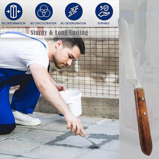 A2Z Scilab Brand Engineering Classic Offset Caulk Tooling Spatula, Stainless Steel (5 Inch Long Offset Blade)