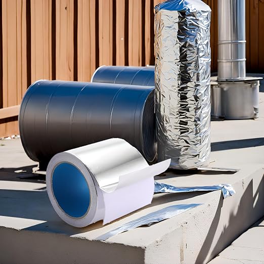 4" x 65'(100mm x 20m) Thickness 4.0 mil/0.1mm Aluminum Foil Tape Aluminum Air Duct Tape Professional Adhesive Aluminum Foil Tape for HVAC Pipe Repairs or More