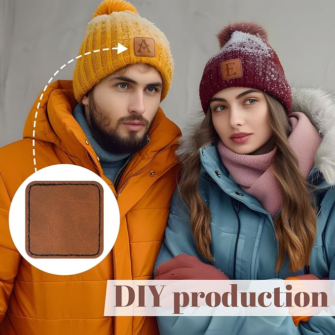 SmallCat 10 PCS Square Leather Patches for Hats, Iron on Blank Patches, Artificial Leather Patches for Laser Engraving, Repair Patches for DIY Sewing Crafts for Hats, Jackets, Jeans - Khaki