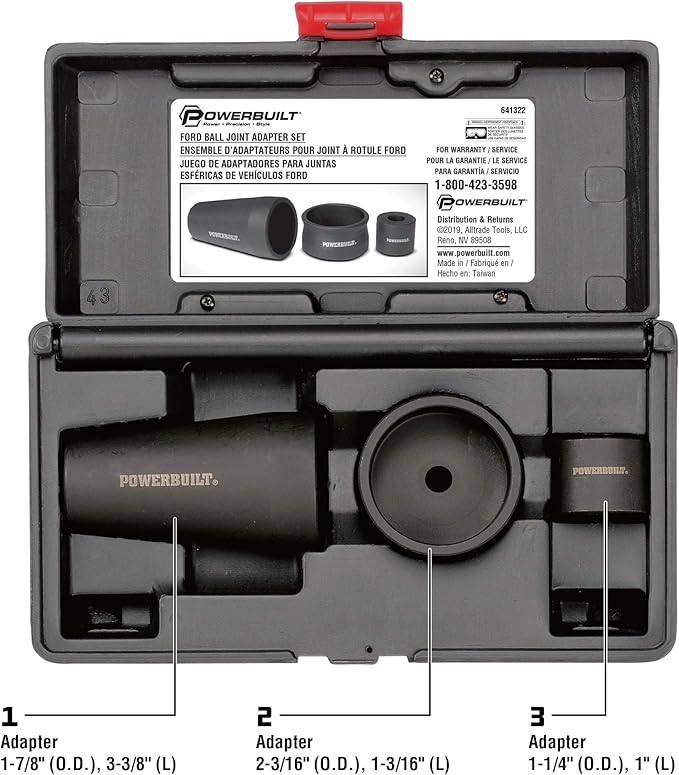 Powerbuilt Ford Lower Ball Joint Adapter Kit, Remove Replace Install Ball Joints, Vehicle Service Set - 641322