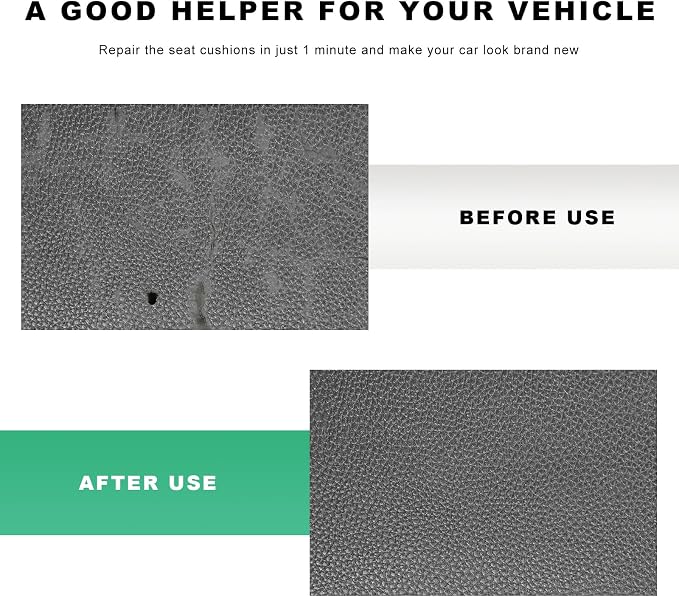2 PCS Car Leather Repair Kit, 4×8 Inch Waterproof Self Adhesive Leather Repair Patches Kit, Super-Thin Cuttable PU Vinyl Patch Tape for Repairing Car Seats Sofas Chairs (Gray)