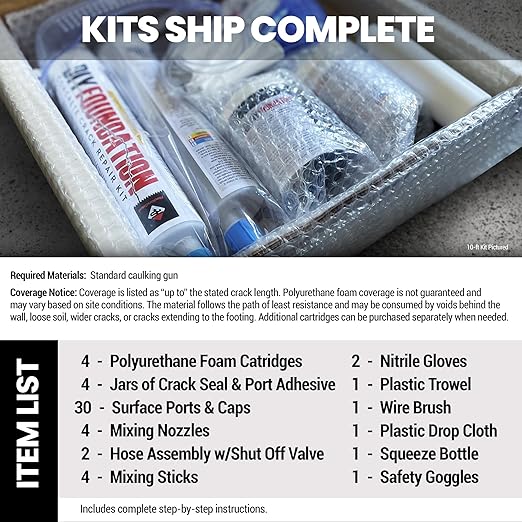 RadonSeal DIY Concrete Foundation Crack Repair Kit (20-ft) - The Homeowner's Solution to Fixing Basement Wall Cracks Like The Pros