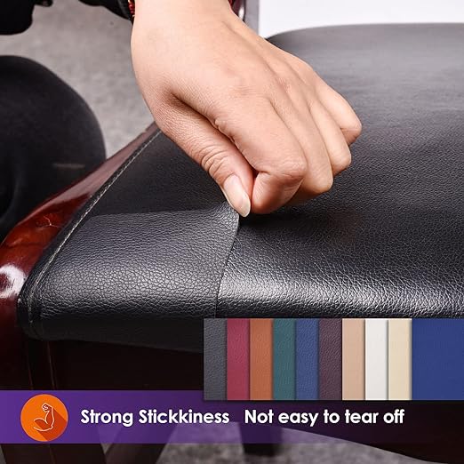 Leather Repair Patch Tape 16×55 inch Furniture Leather Strong Self Adhesive Tape for Sofas Couch Car Seats Cabinets Bags Anti Scratch Patches First Aid Patch Fixing Leather Black