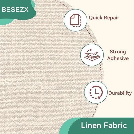 BESEZX Linen Fabric Repair Tape, 3x79 Inch Self Adhesive Repair Patches, Couch Fabric Tape for Furniture, Sofa, Chair, Upholstery.(Dark Grey)
