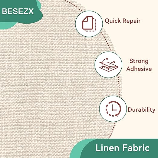 BESEZX Linen Fabric Repair Tape, 3x79 Inch Self Adhesive Repair Patches, Couch Fabric Tape for Furniture, Sofa, Chair, Upholstery.(Green)