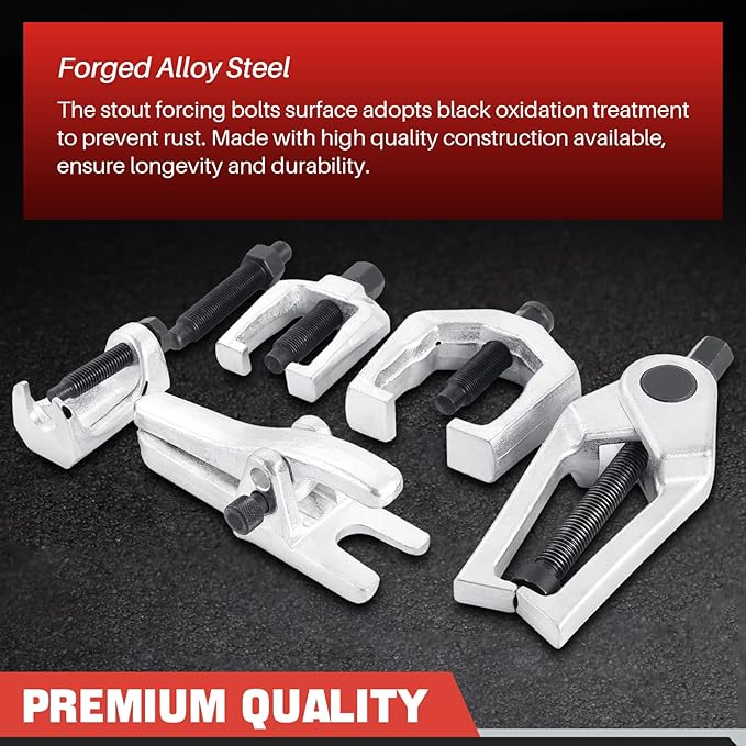 DASBET 5PCS Ball Joint Separator Front End Service Tool Kit 5-in-1 Pitman Arm Puller Tie Rod End Removal Tool Set for Front End Service Splitter Removal Kit