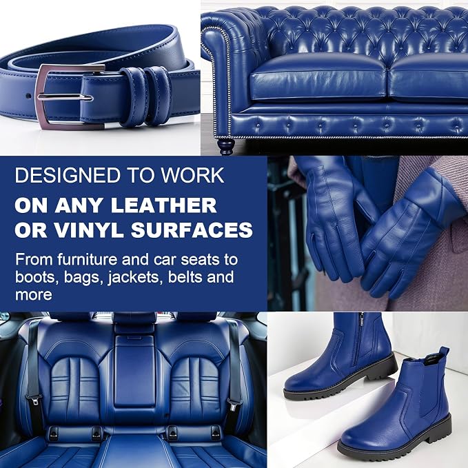 STARTSO WORLD 200Ml Leather Recoloring Balm with 100ML Leather Conditioner, Navy Blue Leather Repair Kit for Furniture, Leather Dye, Leather Scratch Repair, Leather Couch Paint