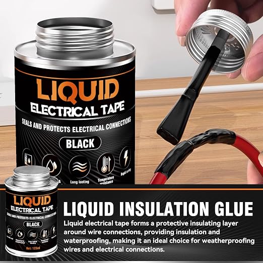 Liquid Electrical Tape - Waterproofing insulating electrical glue, Quick-Drying wire glue, Temperature Resistant, Used for Outdoor Indoor Wires, Electronic Component & Electrical Equipment (125ml)