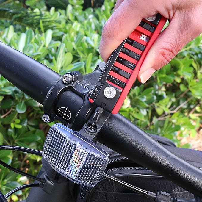 HAUTMEC 7 IN 1 Bike Multitool with Hex Wrenches, Screwdrivers, Ruler, Joint Levers, Key Ring for Bike Repair Tool Kit Christmas Gifts for Him Husband Birthday Gifts from Daughter Son Wife Kids,HT0420