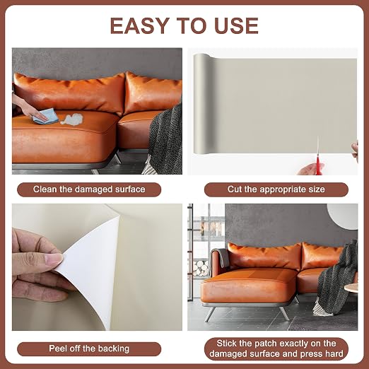 Leather Repair Patch,17X120 Inch Leather Repair Tape,Large Self Adhesive Leather Patches for Furniture, Couches,Car Seat,Chair Beige