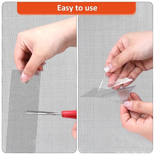 Secopad Grey Screen Repair Tape, 2" X 180" (15FT) Window Screen Door Repair Kit, Strong Adhesive Fiberglass Patch Tape Mesh