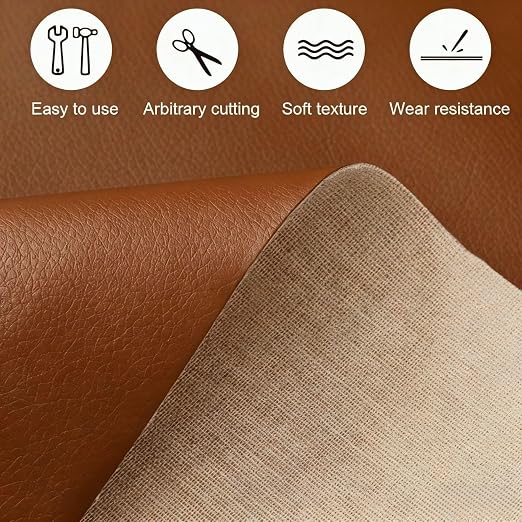 SYRKRC Leather Self Adhesive Leather Repair Set, Leather Repair Patch, Faux Leather Patches, Leather Repair and Renovation for Sofa, Car Seats, Leather headboard, Handbags (Brown, 17 x 79 Inch)