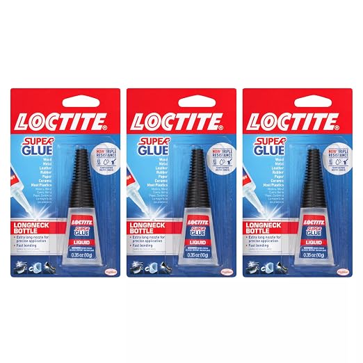 Loctite Super Glue Liquid Longneck Bottle, 10g Bottle (Pack of 3) Instant Adhesive for Plastic, Wood & Metal, Clear Superglue with Extra Long Precision Nozzle, Quick‑Dry Formula