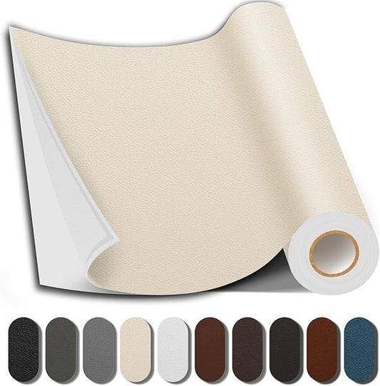 Shagoom Leather Repair Patch, 17X158 Inch Repair Patch Self Adhesive Waterproof, DIY Large Vinyl Patches for Couches, Furniture, Kitchen Cabinets, Wall （Beige, 17X158 Inch）