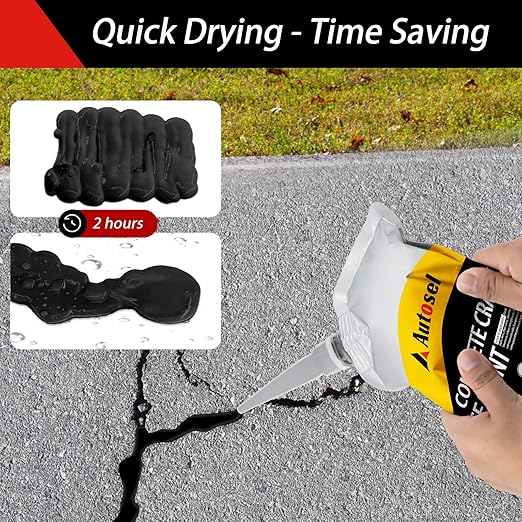 6 Pack Concrete Repair Filler – Heavy-Duty Cement Crack Filler for Large Concrete Repairs, Foundation & Driveway Restoration | Outdoor & Indoor Use | Quick-Drying, Self-Leveling Sealant by Autosel