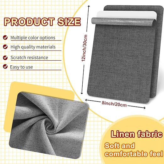 Linen Repair Tape 2Pcs 8x12 inch, Self Adhesive Fabric Patches, Couch Repair Patch Kit, Fabric Repair Tape for Furniture, Sofas, Carpet, DIY, Headboards, Chairs, Pillows, Linen Goods - Medium Grey