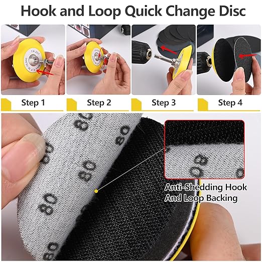 193Pcs 2 Inch Polishing Kit Hook and Loop Sanding Discs, Headlight Restoration Kit - 80 to 10000 Grits Wet Dry Sandpaper Buffing Sanding Pads with 1/4" 1/8" Shank, for Metal, Wood, Auto, Glass