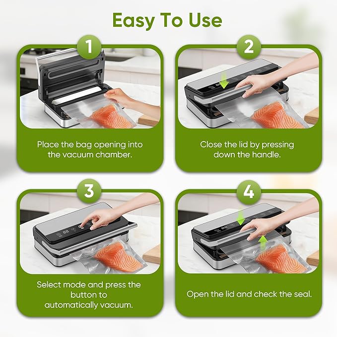 Locksworth 85Kpa Food Vacuum Sealer with Digital Timer, Built-in Cutter, and Storage Box