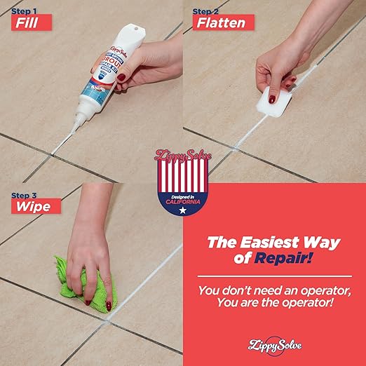 ZippySolve Tile Grout, Repair Kit, Restore & Renew Tile Joints Line, Fast Drying Tile Grout Paint Squeeze Tube for Bathroom Shower Kitchen Floor, Waterproof (50 Pack 8.8 oz Each, White)