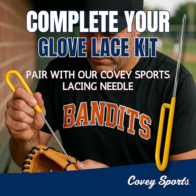 Covey Baseball Glove Lace Kit - 72-Inch Laces for Repair and Relacing | Premium American Rawhide Leather 3/16" Width - Universal Fit for Softball and All Mitt Brands