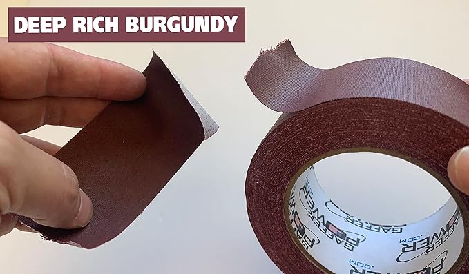 Gaffer Power Burgundy Gaffer Tape 2” x 30 Yards – No Residue, Premium Color, Made in USA, Matte Non-Reflective Cloth Tape for Stage, Events & Cable Management