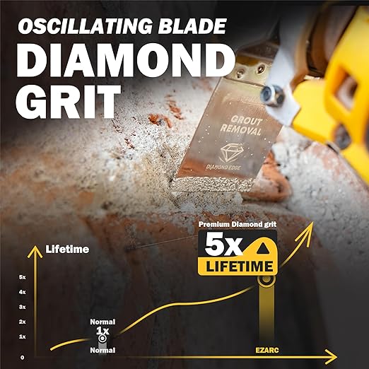 Diamond Oscillating Multi Tool Blade 3 Pcs, TOLESA Flush Cutting Multi Tool Diamond Oscillating Saw Blades for Grout Removal, Cleaning Mortar, TOLD34