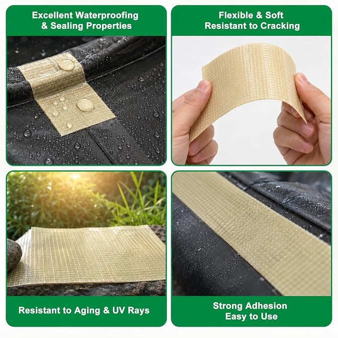 3 Inch x 50 Fft Waterproof Pond Liner Repair Tape: Outdoor Aquarium Seam Patch Kit, Adhesive Tape for EPDM Liners (Yellow)