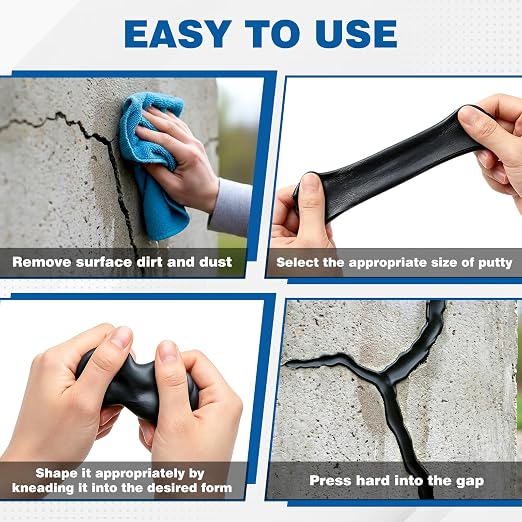 U0U 2Pack Black Moldable Silicone Putty,5mm Waterproof Multi Purpose Butyl Seal Putty Tape,Plumbers Duct Seal Putty for Sink Drain Gap Wall Repair