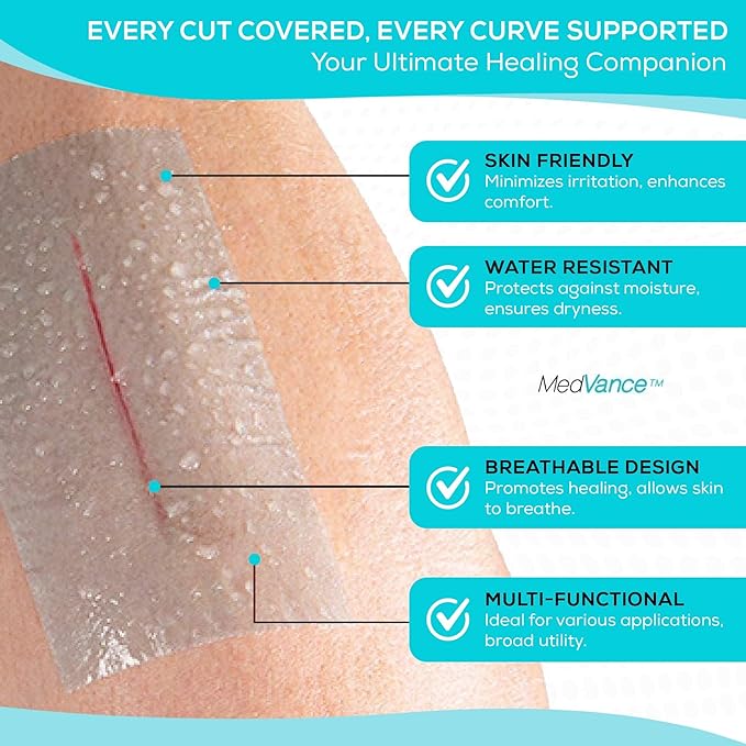 MedVance Silicone Tape Medical, Perforated Surgical Tape Sensitive Skin, Waterproof Tape for Skin, Medical Tape for Wound Care, Eyelash Tape, Gentle Skin Tape, 1" Width (3 Pack, 54 Inches)