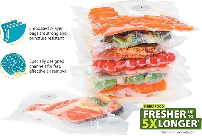 Presto 09513 FreshDaddy Vacuum Zipper Bags with Ports, Quart-Size
