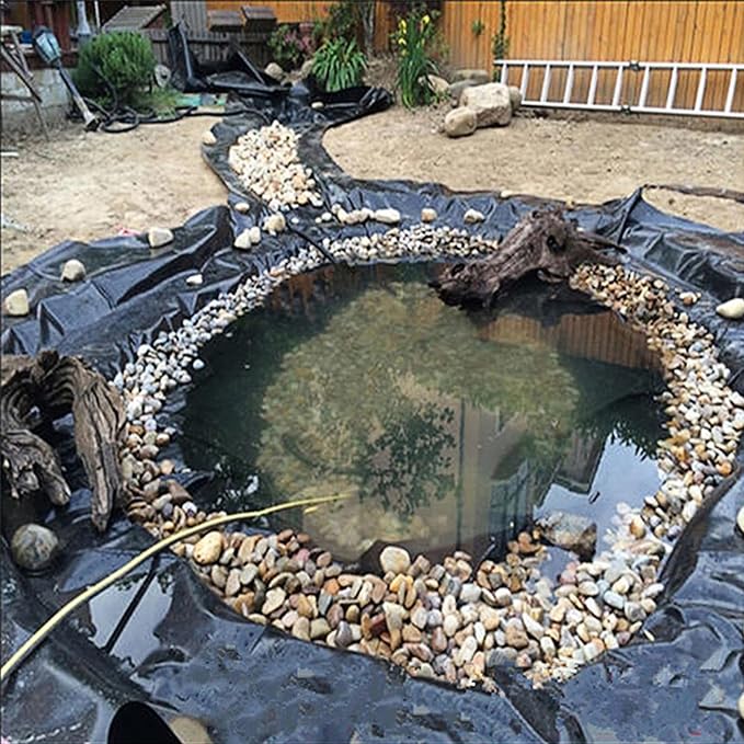 Adroiteet 10 x 15 FT Pond Liner, 20 Mil Fish Pond HDPE Liner, Pond Liners for Outdoor Ponds, Koi Ponds, Garden Fountain, Waterfall
