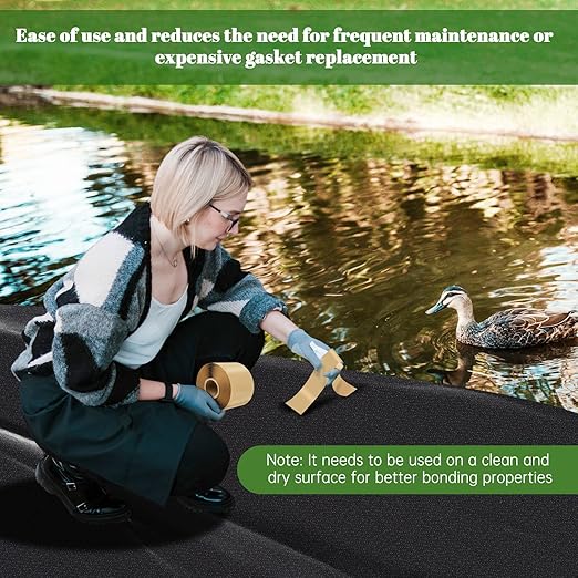 U0U 2PCS Pond Liner Seam Tape,2" x 20'Self Adhesive Double Sided Butyl Pond Seam Tape for EPDM Pond Liners,Waterproof Sealing Tape for EPDM Pond Liner Garden Cover Repair (2" x 20'-2Pack)