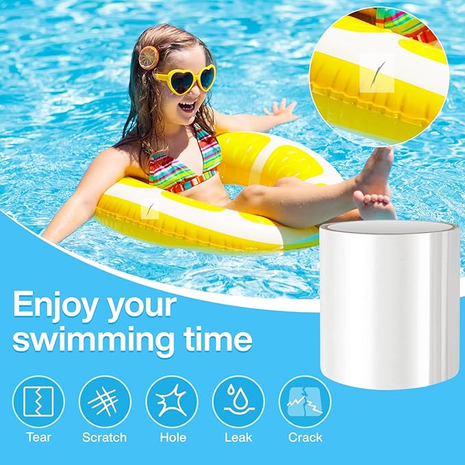 Pool Patch Repair Kit - Strong Adhesive Waterproof Tape for Inflatable Above Ground Pools & Hot Tubs, TPU 5in X 5ft Pool Liner Patch Kit- Fix Leaks Fast, UV Resistant Underwater Pool Patch Kit