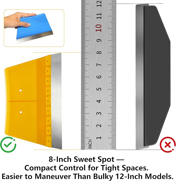 2 Pack 8 Inch Paint Edger & Trim Guard, Stainless Steel Cutting-in Tool, Painter's Tape Alternative for Ceilings, Baseboards, Door Frames & Trim, Yellow & Blue