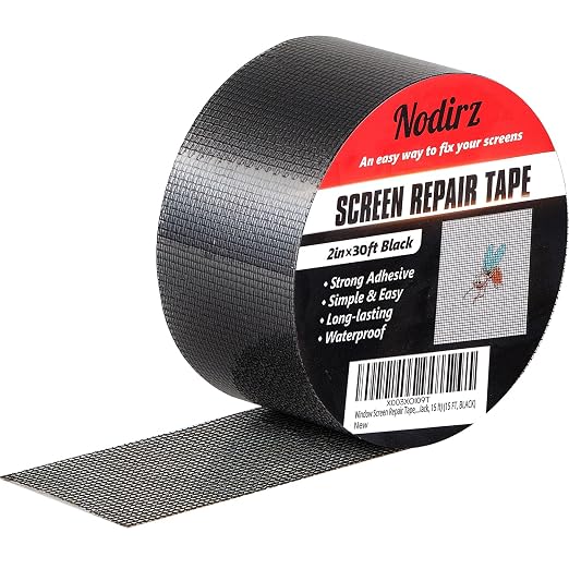 Window Screen Repair Tape, 2 in X 30 FT (360IN) Screen Repair Kit for Windows or Doors, Strong Adhesive Screen Patch Repair Kit Mesh Repair (Black, 30 FT)