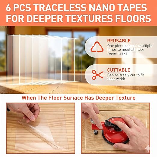 2-in-1 Floor Gap Fixer Tool & Tile Leveling System, Heavy Duty Single Suction Cup Plank Grabber with 6 Sticky Pads, Zero-Impact Laminate Vinyl Wood Flooring Repair Kit
