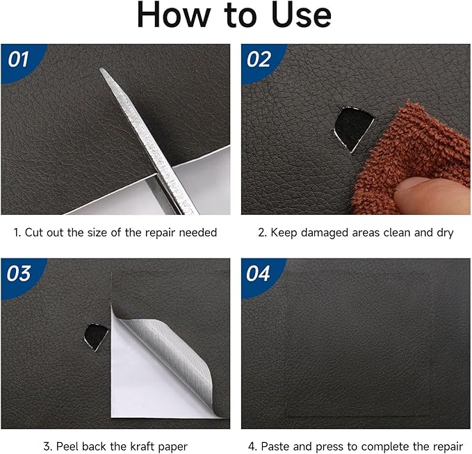 Leather Repair Patch, 35X79 Inch Self Adhesive Leather Repair, Large Vinyl Patch Tape for Couches, Furniture, Car Seats, Cabinets, Wall, Handbags （35X79 Inch, Dark Grey）