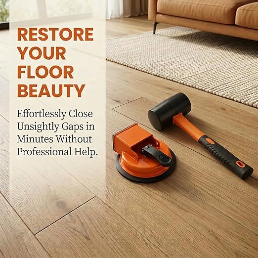 Sakerplus Floor Gap Fixer Tool, Heavy Duty Flooring Gap Repair Tool with Enhanced Vacuum Suction Cup for Laminate, Vinyl, Hardwood & Tile Floors (Orange*1)