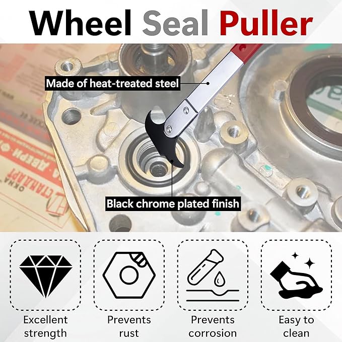 ecocstm Seal Puller Tool, Oil Seal Removal Tool with Dual Hook, Universal Wheel Seal Twister Puller, Heavy Duty Seal Puller and Installer Kit for Oil and Grease Seals Removal