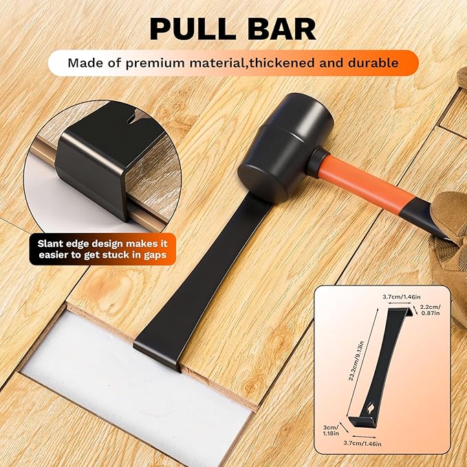 Saker Laminate Floor Gap Repair Tool,Suction Cup Lifter with Rubber Mallet and Wider Heavy Duty Pull Bar,Floor Gap Repair Kit,for Moving Glasses and Floating Wood Floors