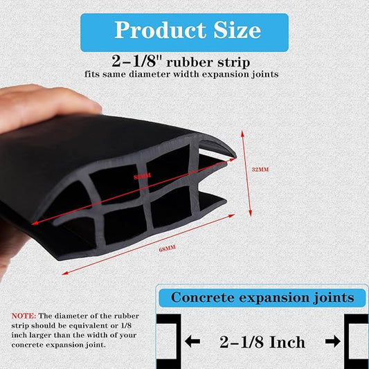Concrete Expansion Joint Filler, 2-1/8" Expansion Joint Repair Replacement, Concrete Crack Repair, Backer Rod, Flexible Foam Rubber Seal, Rubber Strip for Sidewalk, Driveway, Walkway, Doors, Windows