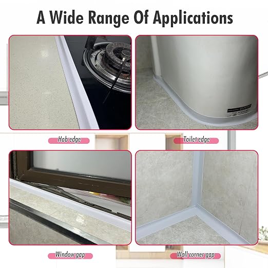 Waterproof Caulk Tape, Self-Adhesive for Toilet, Tub, Kitchen, Corners,Bathroom Surfaces, Easy Application (1 Roll-RIF, 1)