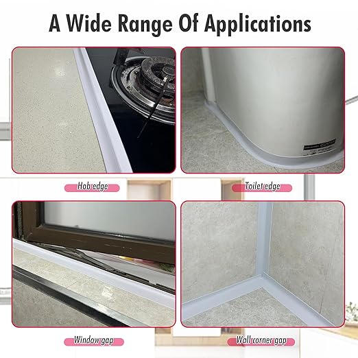 2 Rolls White Caulk Tape Waterproof Self Adhesive, Caulk Strip, Tub Sealer Strip Waterproof, Toilet Sealer Around Toilet Base, Peel and Stick Shower