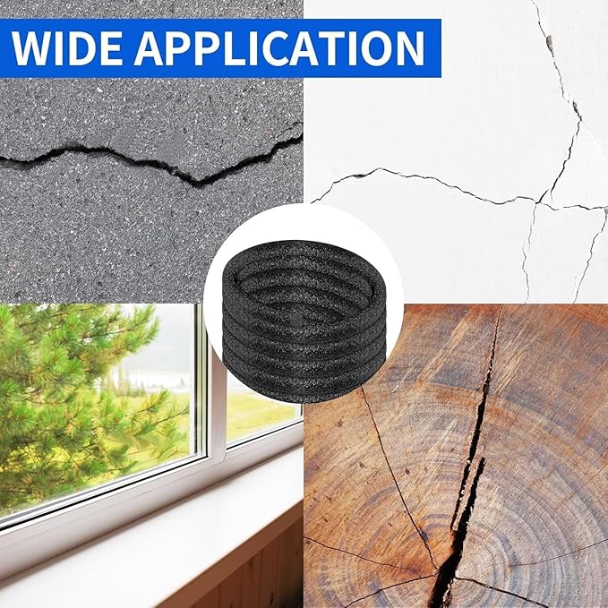 Backer Rod Foam Gap Filler Crack Filler for Concrete Repair Caulk Saver Backing Rod Concrete Expansion Joint Rope Caulk for Sealing Gaps, Expansion Joints, Crack Filling (Black, 5/8 Inch x 100 Feet)