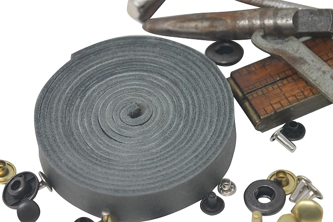 TOFL Genuine Leather Strap | Top Grain Cowhide Strip – Smokey Gray | 72" L x 5/8" W x 1/16" Thick | Suede Backing | Leather Craft Supplies | Leatherworking & DIY Repair Projects | 4-5 oz