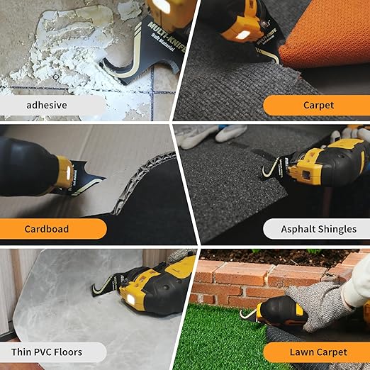 AMZWEI 3PCS Hook Knife Oscillating Multi Tool Blade, Hook Push Pull Scraper Saw Blades for Roofing Shingles, PVC Floor Carpet, Cardboard Cutting, Compatible with Dewalt Milwaukee Craftsman Ryobi