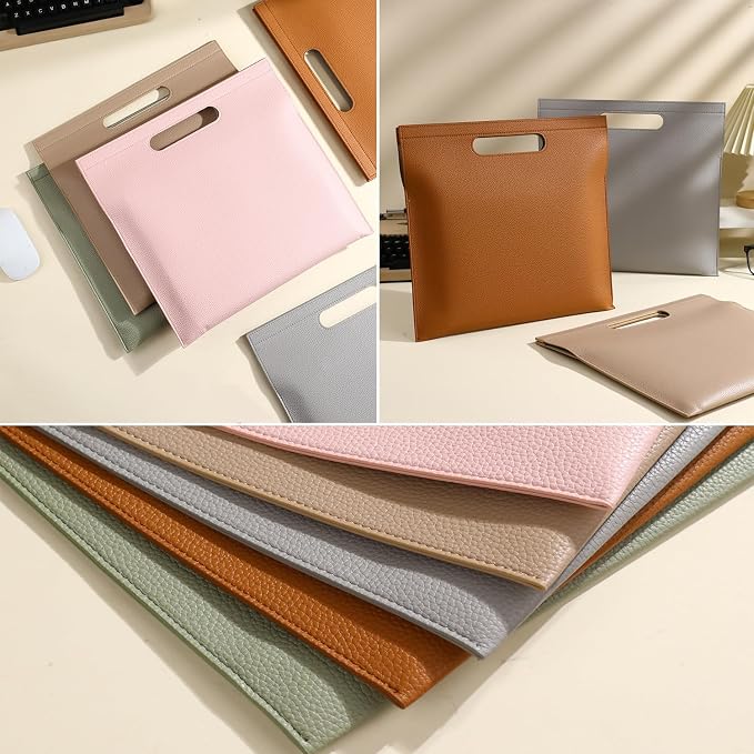 Premium PU Leather Waterproof Document Organizer - Spill-Resistant, Easy to Clean, Multi-Color Options, 13.34x12.56in, Ideal for Students & Professionals (Pink)