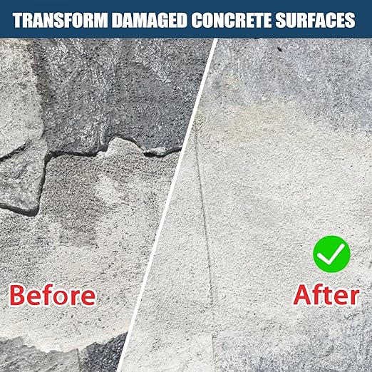 Concrete Crack Filler, Concrete Crack Sealant, Cement Powder for Concrete Crack Filling and Surface Patching, Mix with Water or Sand, Grey Cement Crack Filler for Walls, Floors, Driveways（2.2LB）